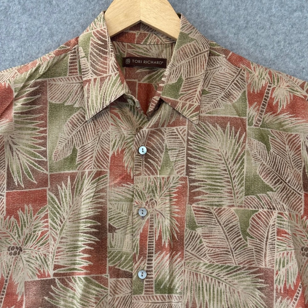 Tori Richard‎ Mens Palm Leaf Cotton Lawn Hawaiian Shirt S Terracotta Made in USA